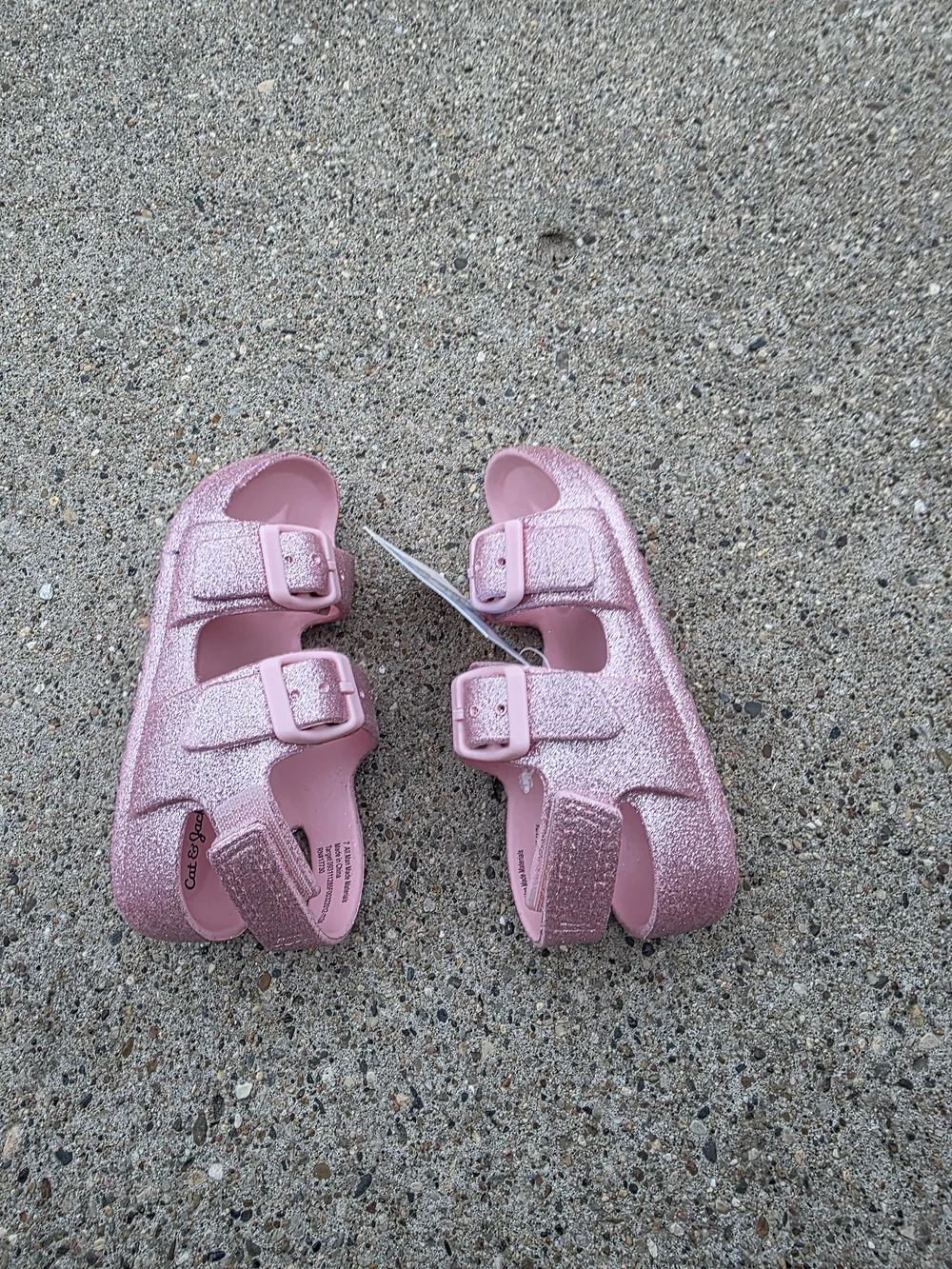 Cat & Jack Pink Glitter Girls' Double-Buckle Sandals Toddler 7